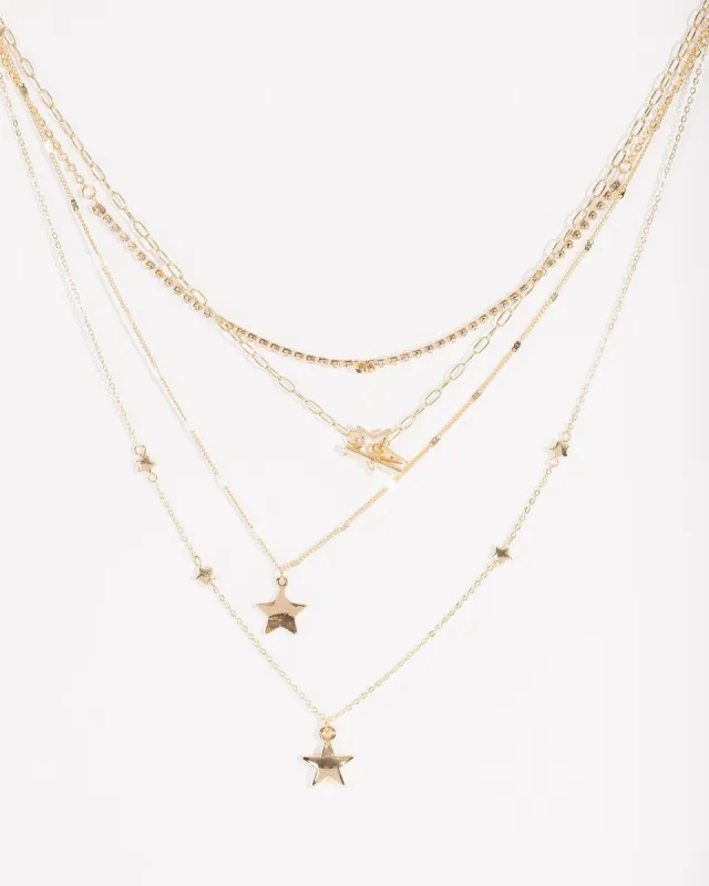 Gold Layered Crystal Star Necklace Pack sold by Collete Hayman