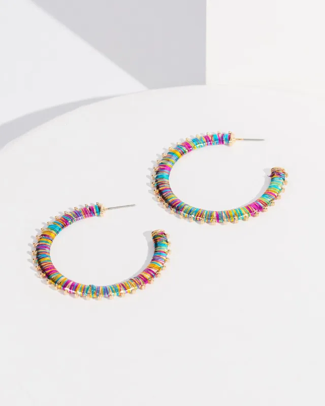 Multi Colour Tinsel Wrapped Hoop Earrings sold by Collete Hayman