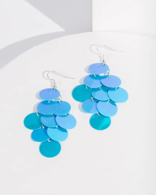 Blue Sequin Detail Hook Drop Earrings sold by Collete Hayman