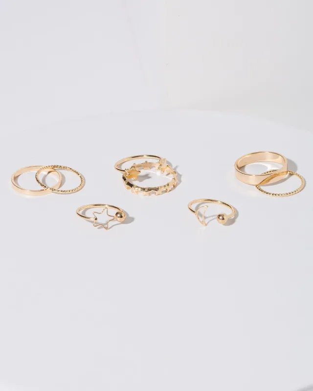 Gold Star And Moon Ring Pack sold by Collete Hayman