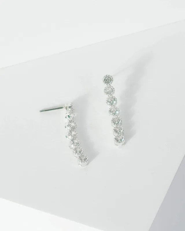 Silver Cubic Zirconia Multi Row Earrings sold by Collete Hayman