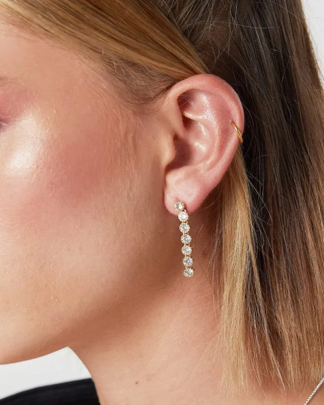 Gold Cubic Zirconia Multi Row Earrings sold by Collete Hayman