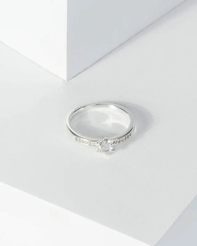 Silver Cubic Zirconia Pave Fine Band Ring sold by Collete Hayman