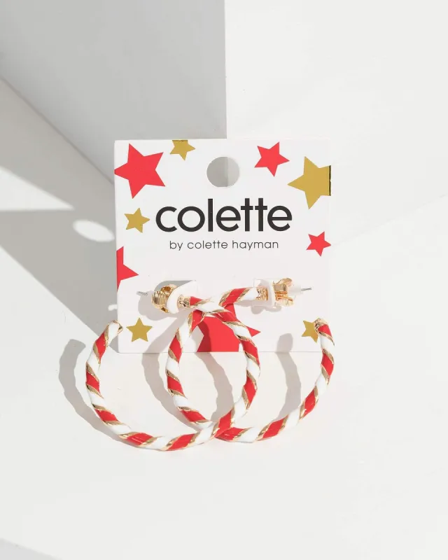Multi Colour Fine Candy Cane Hoop Earrings sold by Collete Hayman