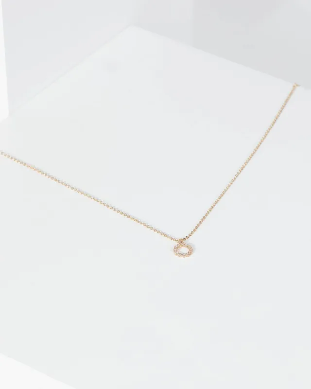 Gold Cubic Zirconia Pave Circle Necklace sold by Collete Hayman