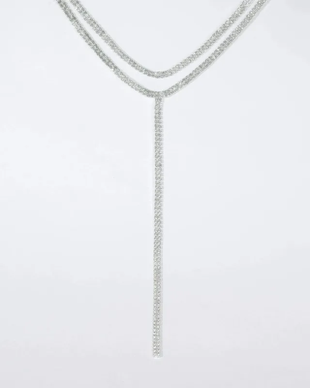 Silver Diamante Choker And T Lariat Necklace sold by Collete Hayman