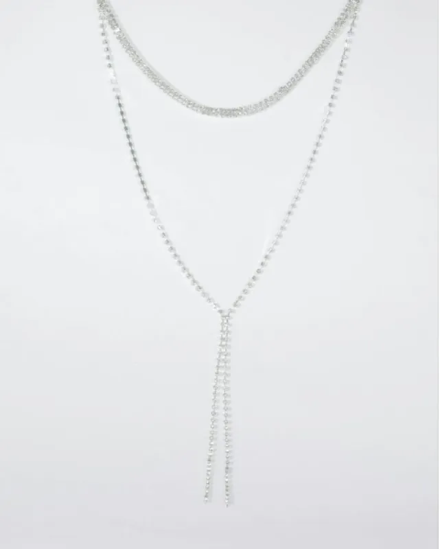 Silver Diamante Choker Lariat Necklace sold by Collete Hayman