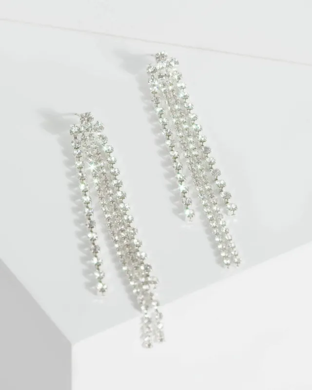 Silver Large And Small Diamante Detail Drop Earrings sold by Collete Hayman