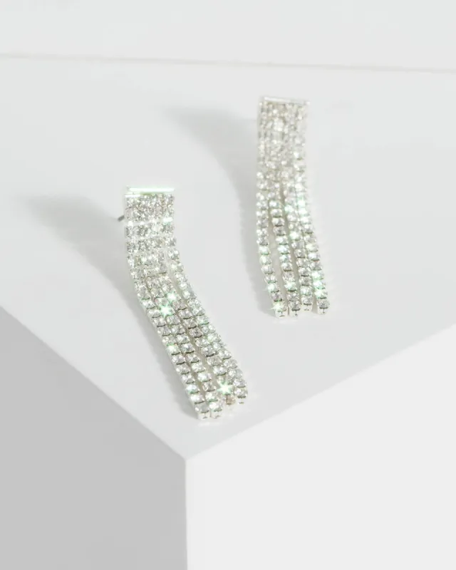 Silver Small Bar Top Tassel Drop Earrings sold by Collete Hayman