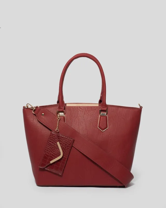 Deep Red Aida Large Tote Bag sold by Collete Hayman