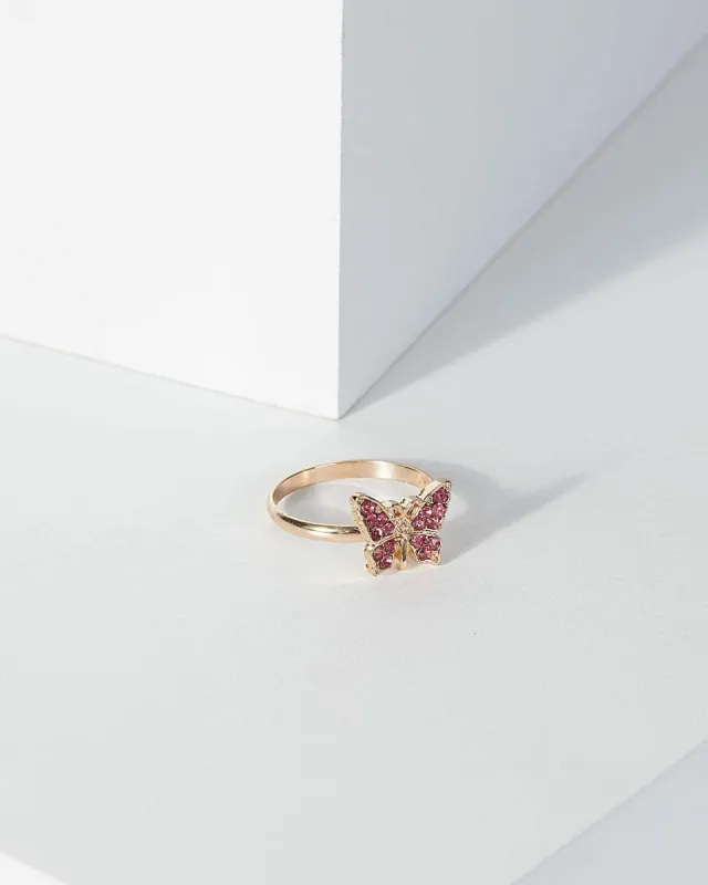 Pink Butterfly Crystal Ring sold by Collete Hayman