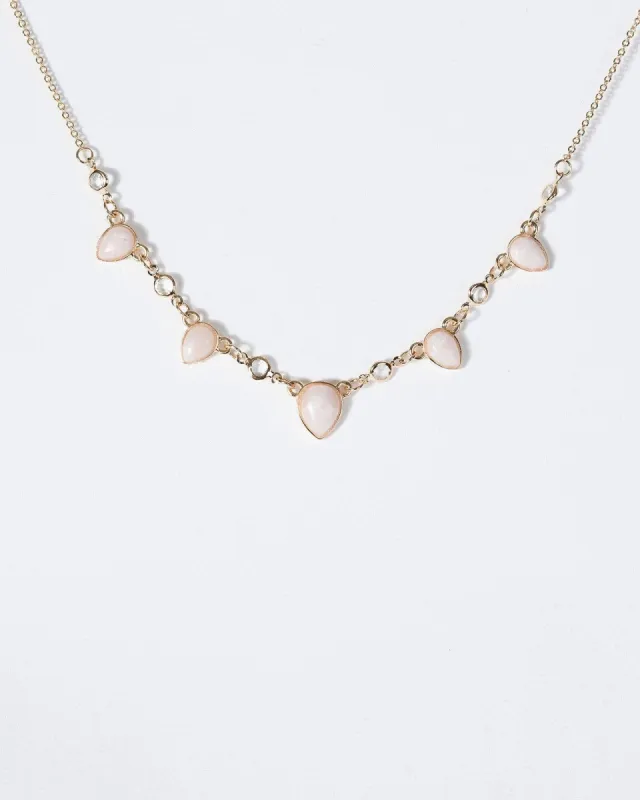 Gold Tear Drop Stone Necklace sold by Collete Hayman