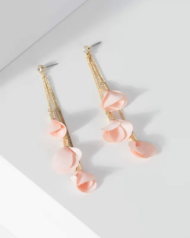 Gold Flower Chain Drop Earrings sold by Collete Hayman