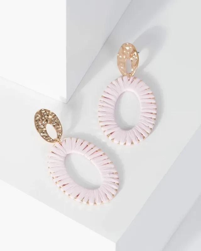 Gold Raffia Wrapped Metal Earrings sold by Collete Hayman
