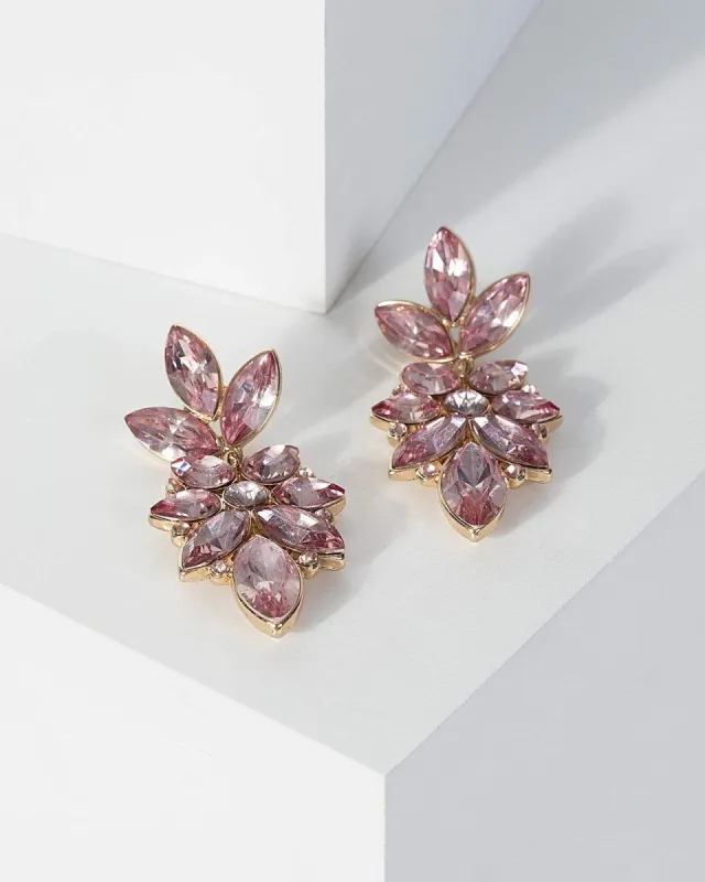 Pink Large Multi Crystal Teardrop Earrings sold by Collete Hayman