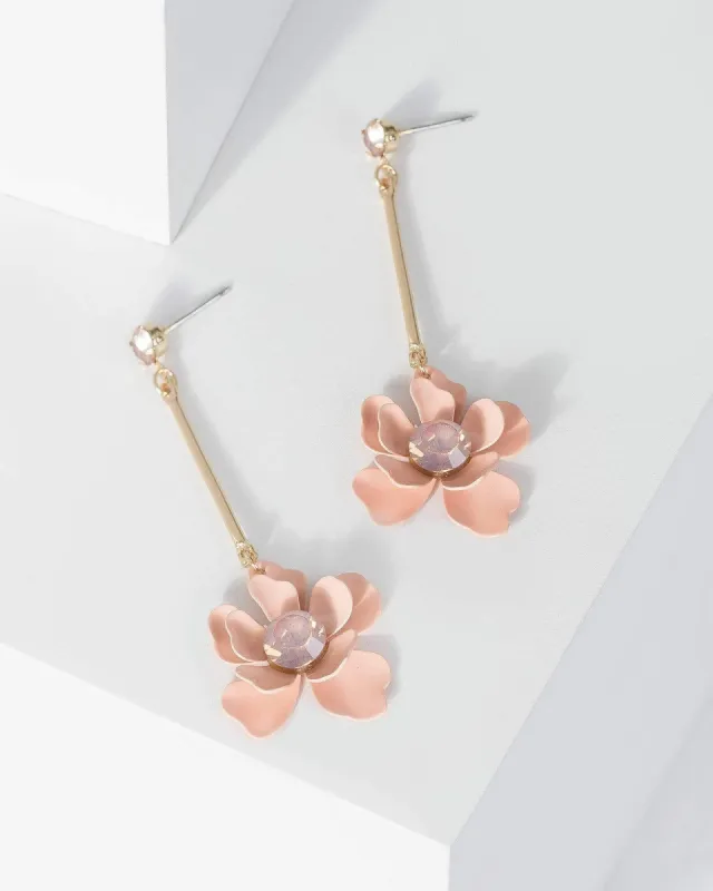Gold Flower Drop Crystal Earrings sold by Collete Hayman