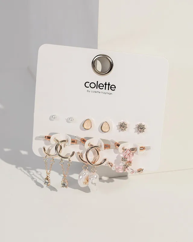 Rose Gold Sun Pearl Earring Pack sold by Collete Hayman