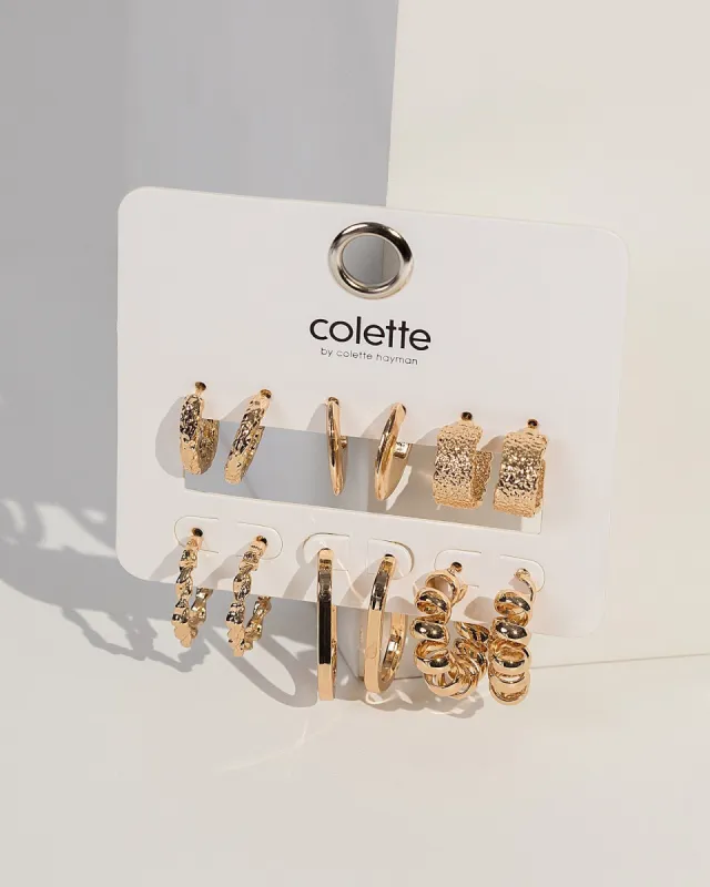 Gold Textured Shapes Earring Pack made by Collete Hayman