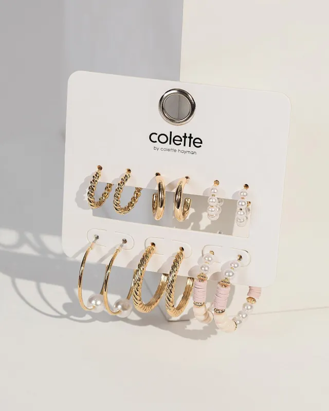 Gold Pearl Twist Hoop Earring Pack sold by Collete Hayman