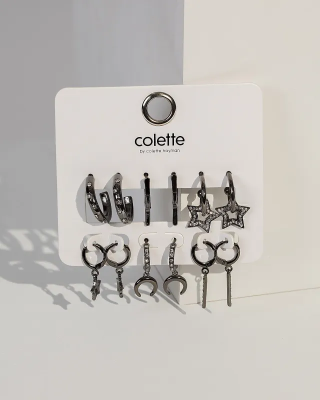Gunmetal Big Star Earring Pack sold by Collete Hayman