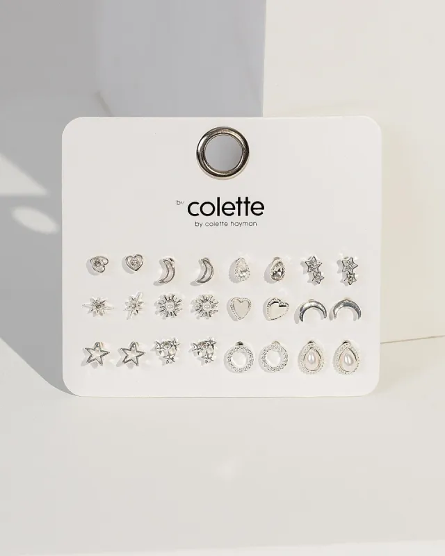 Silver Mixed Shapes Earring Pack sold by Collete Hayman