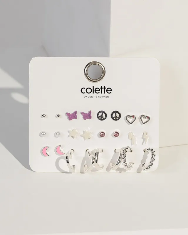Pink & Silver Butterfly Moon Earring Pack sold by Collete Hayman