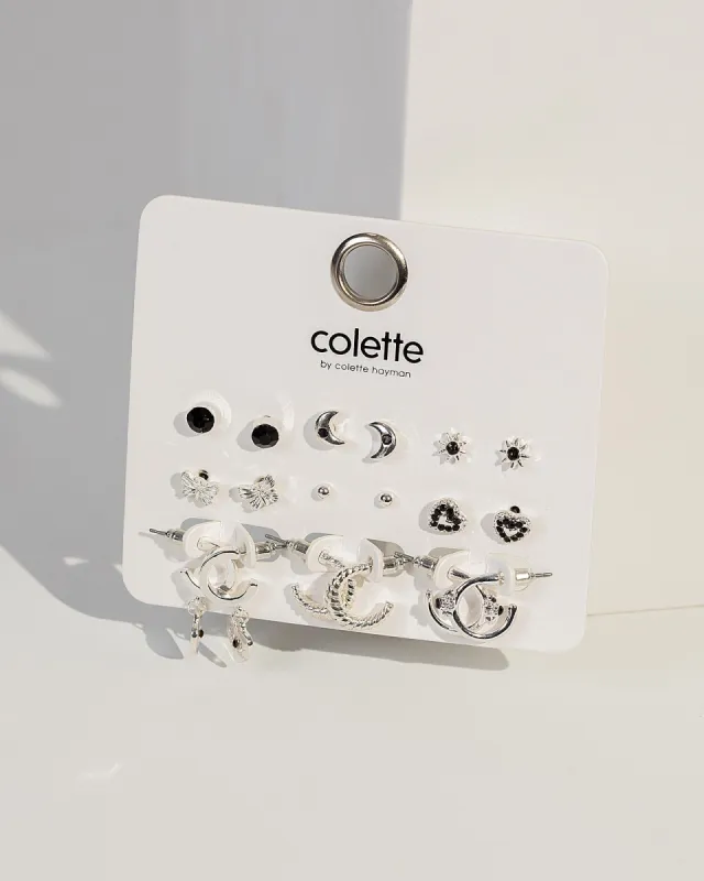 Black & Silver Hoop Moon Star Earring Pack sold by Collete Hayman