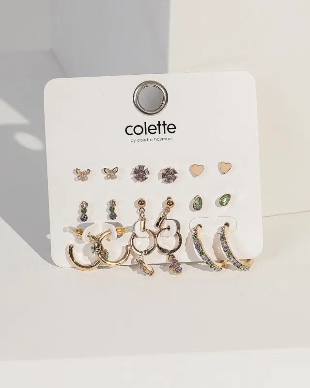 Multi Colour Stud Heart Crystal Earring Pack sold by Collete Hayman