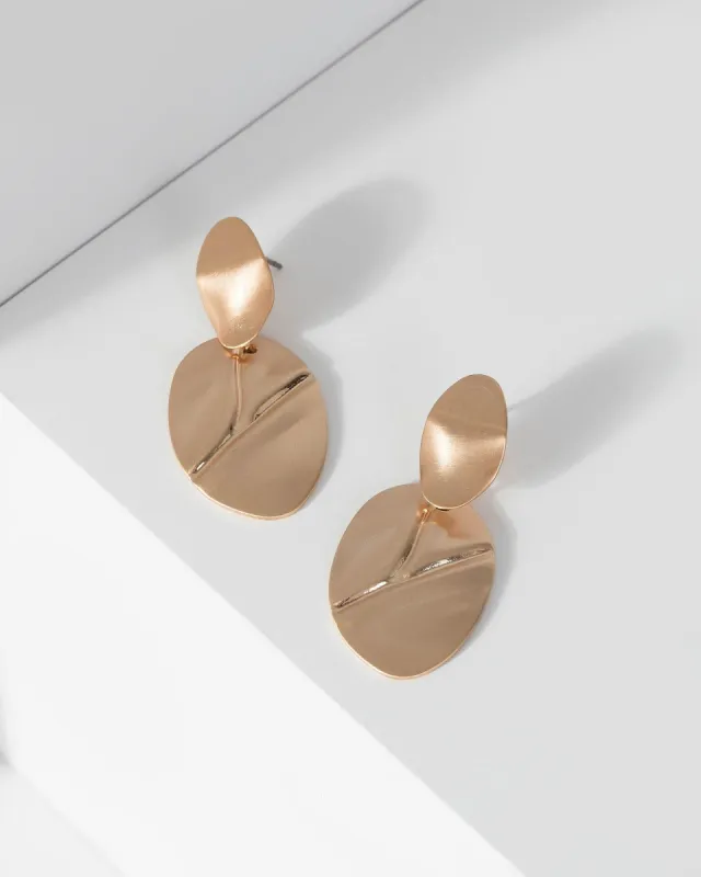 Gold Organic Metal Drop Earrings sold by Collete Hayman