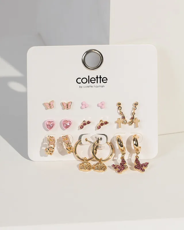 Pink Mixed Stud & Hoop  Earring Pack sold by Collete Hayman