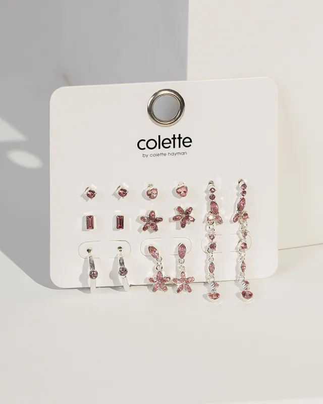 Silver & Pink Mixed Stud Earring Pack sold by Collete Hayman