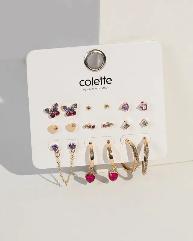 Pink Stud Heart Hoop Earring Pack sold by Collete Hayman