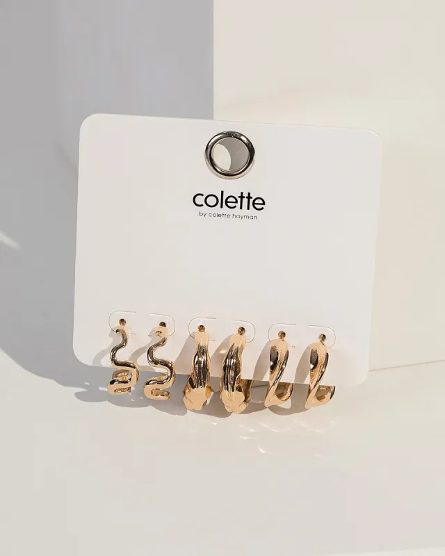 Gold Wavy Hoop Earring Pack sold by Collete Hayman