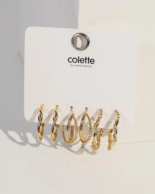 Gold Hoop Twisted Crossover Earring Pack sold by Collete Hayman