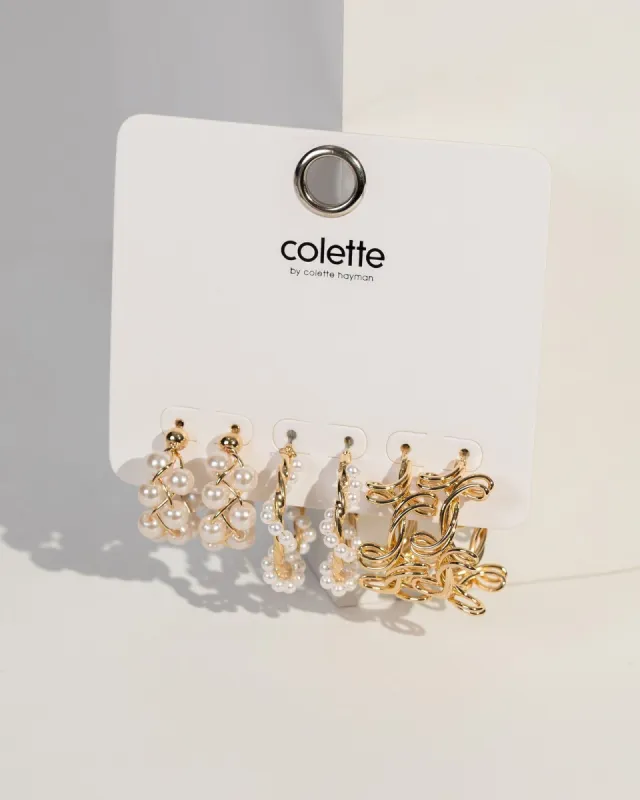 Gold Hoop Pearl Earring Pack sold by Collete Hayman