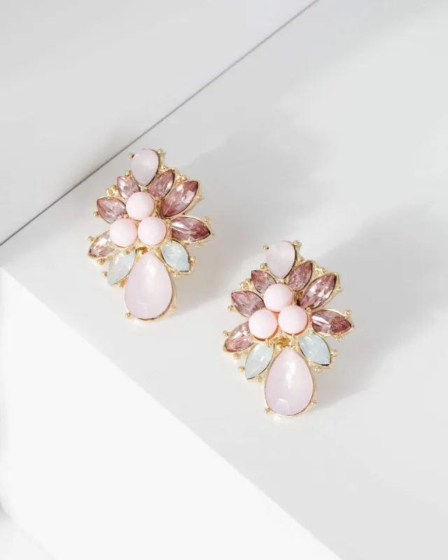 Pink Multi Crystal Bead Drop Earrings sold by Collete Hayman