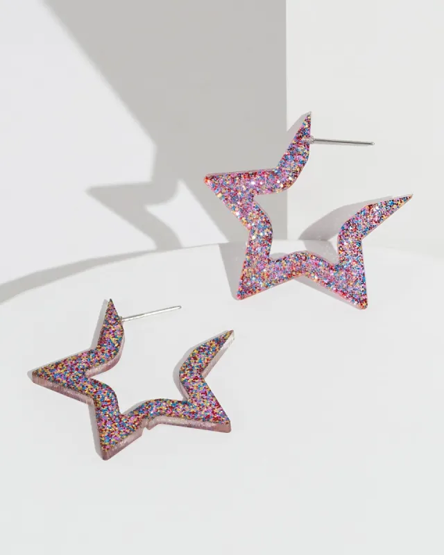 Multi Colour Glitter Star Hoop Earring Pack sold by Collete Hayman