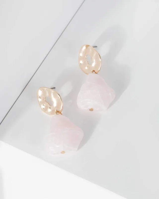 Pink Organic Stone Drop Earrings sold by Collete Hayman