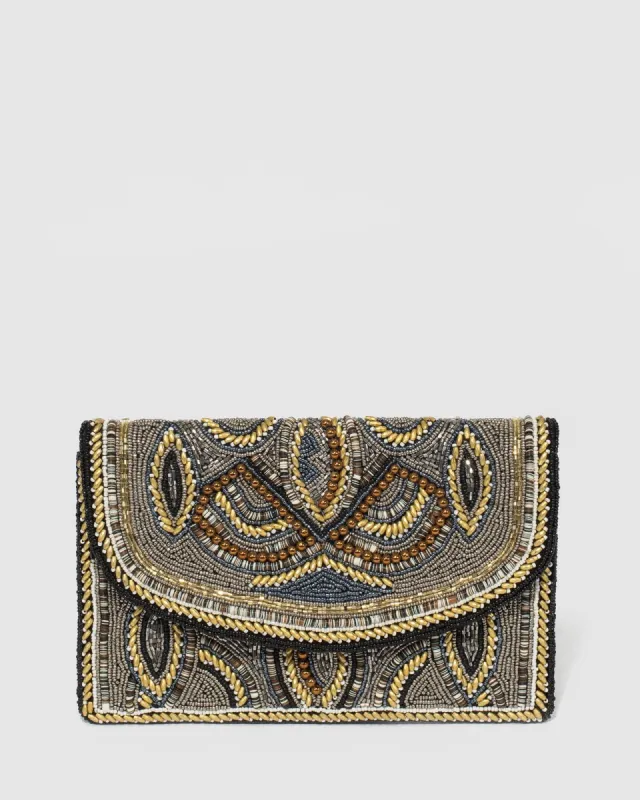 Multi Colour Sara Beaded Clutch Bag sold by Collete Hayman