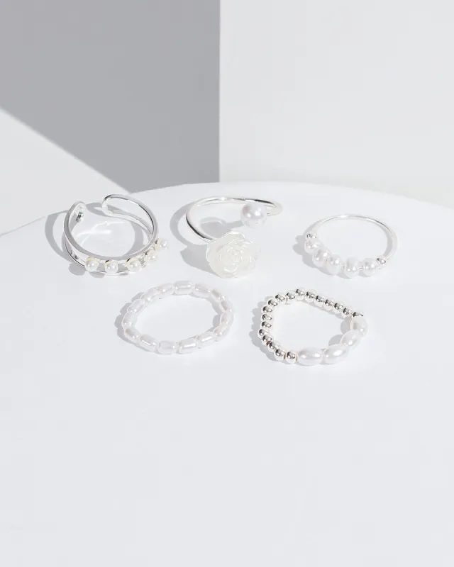 Pearl And Flower Detail Ring Pack sold by Collete Hayman