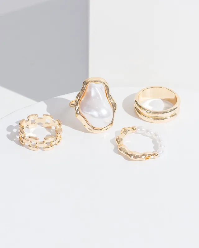 Pearl And Metal Detail Ring Pack sold by Collete Hayman