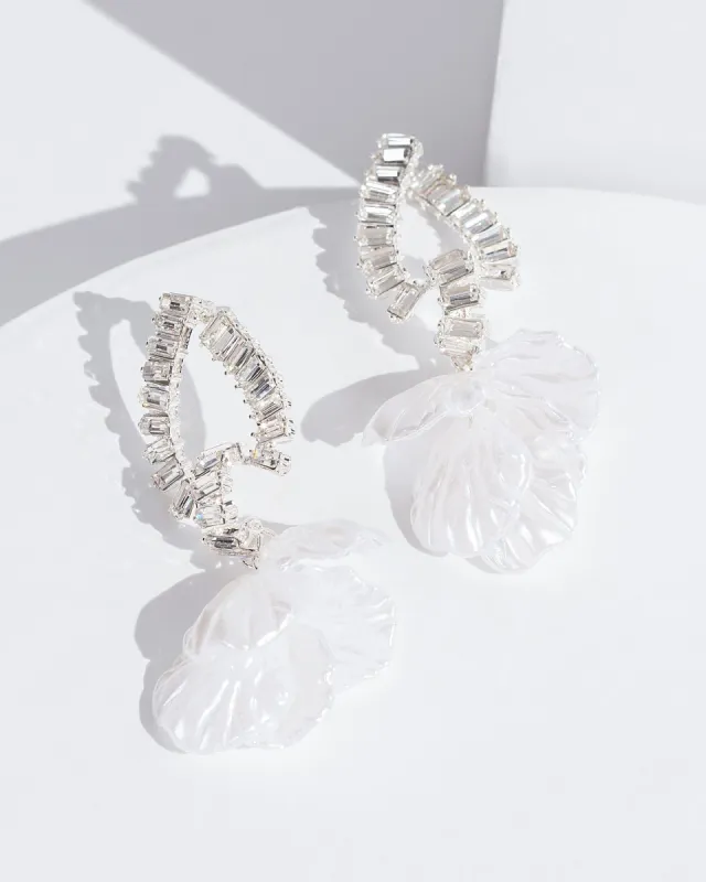 Silver Petal Crystal Drop Earrings sold by Collete Hayman