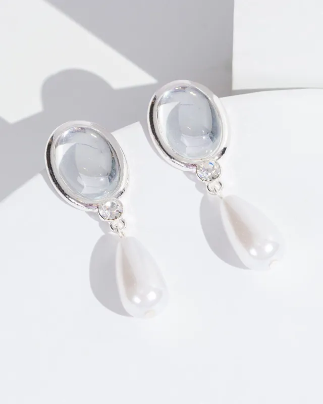 Silver Pearl And Crystal Earrings sold by Collete Hayman