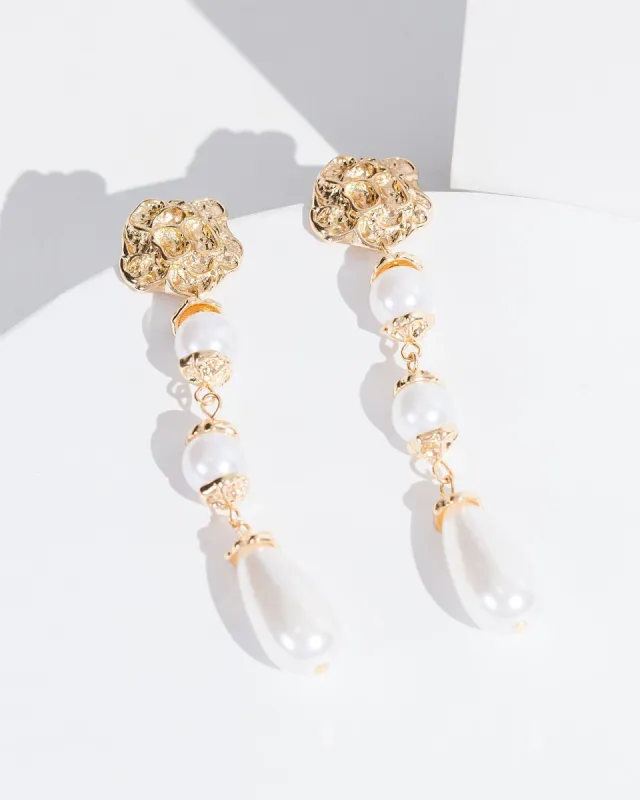 Silver Textured Pearl Drop Earrings sold by Collete Hayman