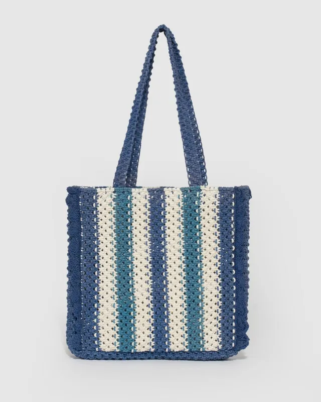 Blue Tammy Crochet Medium Tote Bag sold by Collete Hayman