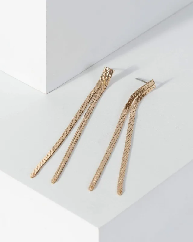 Gold Snake Chain Drop Earrings sold by Collete Hayman