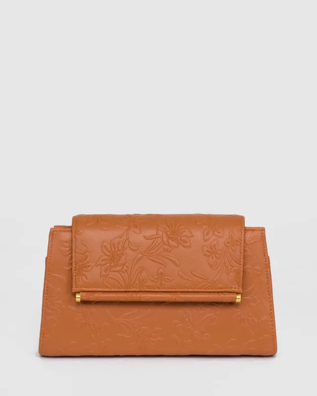 Tan Folk Clutch Bag sold by Collete Hayman