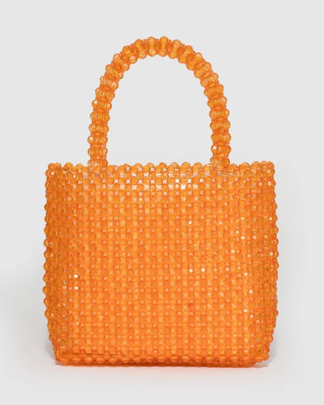 Orange Ivy Beaded Top Handle Bag sold by Collete Hayman