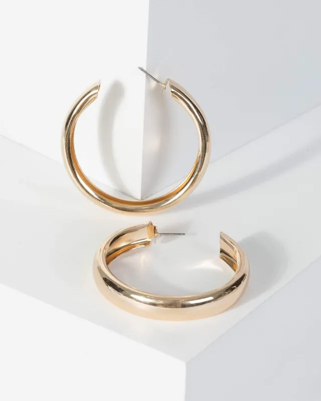 Gold Simple Medium Hoop Earrings sold by Collete Hayman