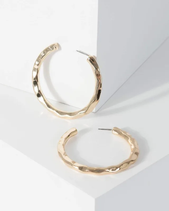 Gold Organic Medium Hoop Earrings sold by Collete Hayman